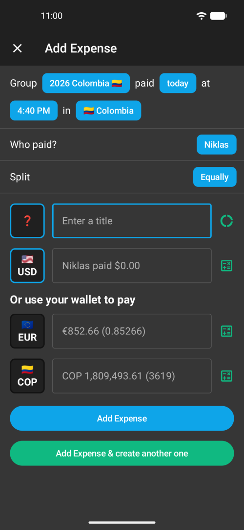 Add expenses in seconds