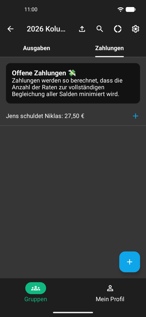 Sofortige Klarheit, wer wem was schuldet
